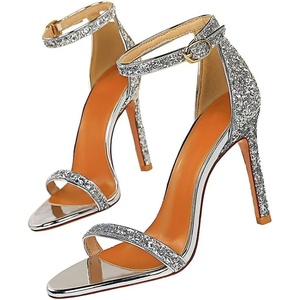 image:imageHee grand Womens Rhinestone Stiletto Heel Sandals Open Toe Ankle Strap Heels for Wedding Prom Party165silver