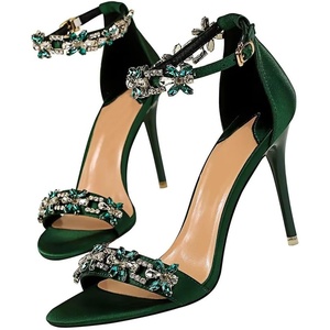 image:imageHee grand Womens Rhinestone Stiletto Heel Sandals Open Toe Ankle Strap Heels for Wedding Prom Party166green