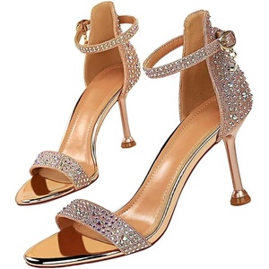 image:imageHee grand Womens Rhinestone Stiletto Heel Sandals Open Toe Ankle Strap Heels for Wedding Prom Party168champagne