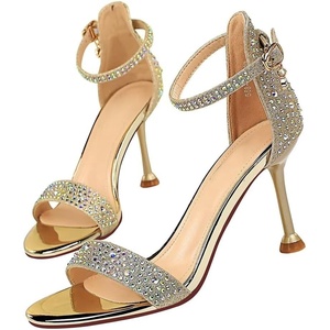 image:imageHee grand Womens Rhinestone Stiletto Heel Sandals Open Toe Ankle Strap Heels for Wedding Prom Party168gold