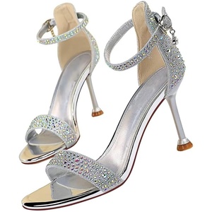 image:imageHee grand Womens Rhinestone Stiletto Heel Sandals Open Toe Ankle Strap Heels for Wedding Prom Party168silver