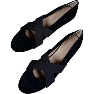 image:imageHee grand Womens Round Toe Cross Elastic Straps Ballet Flats Soft Dancing Shoes Retro Mary Janes Shoes Comfortable Walking Shoes762black