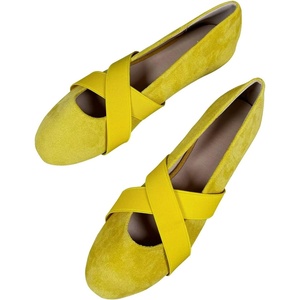 image:imageHee grand Womens Round Toe Cross Elastic Straps Ballet Flats Soft Dancing Shoes Retro Mary Janes Shoes Comfortable Walking Shoes762yellow