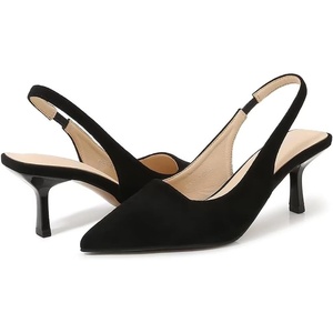 image:imageHee grand Womens Slingback Pointed Toe Stiletto Mid Heels Pumps Comfort Office Lady Sandals Suede Dress Shoes Kitten Heels for WomenBlack