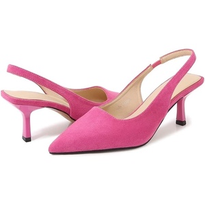 image:imageHee grand Womens Slingback Pointed Toe Stiletto Mid Heels Pumps Comfort Office Lady Sandals Suede Dress Shoes Kitten Heels for WomenRose