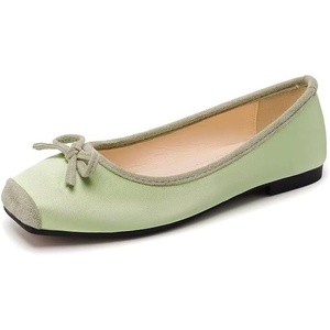 image:imageHee grand Womens Square Toe Ballet Flats with Bow Casual Comfortable SlipOn Ballerina Shoes Dressy Satin Flat Shoes472green