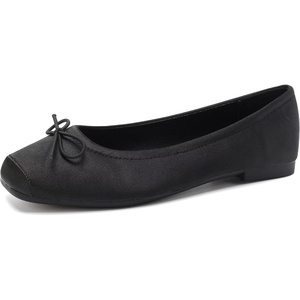 image:imageHee grand Womens Square Toe Ballet Flats with Bow Casual Comfortable SlipOn Ballerina Shoes Dressy Satin Flat Shoes473black