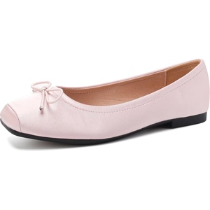 image:imageHee grand Womens Square Toe Ballet Flats with Bow Casual Comfortable SlipOn Ballerina Shoes Dressy Satin Flat Shoes473pink