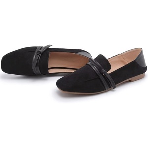 image:imageHee grand Womens Square Toe Flats Faux Suede Casual Womens Flats Comfort SlipOn Loafers Work OfficeAblack