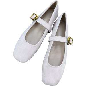 image:imageHee grand Womens Square Toe Mary Jane Shoes Ankle Strap Ballet Flats Comfortable Suede Dress ShoesLight Pink