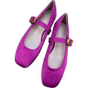 image:imageHee grand Womens Square Toe Mary Jane Shoes Ankle Strap Ballet Flats Comfortable Suede Dress ShoesPurple Rose