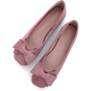image:imageHee grand Womens Suede Ballet Flats Bow Knot Square Toe SlipOn Flat Shoes Comfortable Casual Work Office Dress ShoesDark Pink