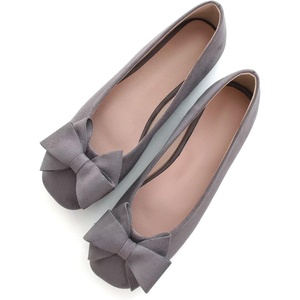 image:imageHee grand Womens Suede Ballet Flats Bow Knot Square Toe SlipOn Flat Shoes Comfortable Casual Work Office Dress ShoesGrey