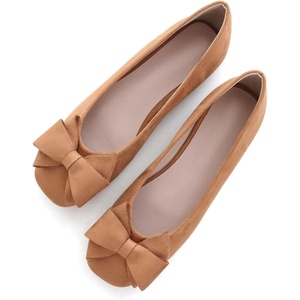 image:imageHee grand Womens Suede Ballet Flats Bow Knot Square Toe SlipOn Flat Shoes Comfortable Casual Work Office Dress ShoesKhaki