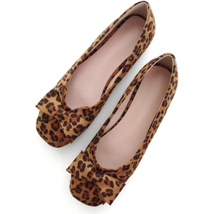 image:imageHee grand Womens Suede Ballet Flats Bow Knot Square Toe SlipOn Flat Shoes Comfortable Casual Work Office Dress ShoesLeopard Brown