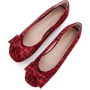 image:imageHee grand Womens Suede Ballet Flats Bow Knot Square Toe SlipOn Flat Shoes Comfortable Casual Work Office Dress ShoesLeopard Red
