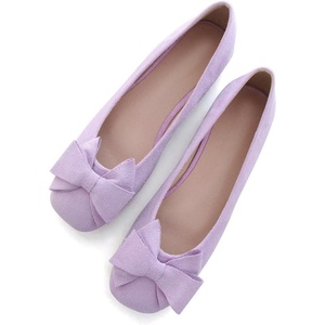 image:imageHee grand Womens Suede Ballet Flats Bow Knot Square Toe SlipOn Flat Shoes Comfortable Casual Work Office Dress ShoesLight Purple