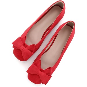 image:imageHee grand Womens Suede Ballet Flats Bow Knot Square Toe SlipOn Flat Shoes Comfortable Casual Work Office Dress ShoesRed