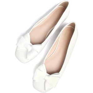 image:imageHee grand Womens Suede Ballet Flats Bow Knot Square Toe SlipOn Flat Shoes Comfortable Casual Work Office Dress ShoesWhite