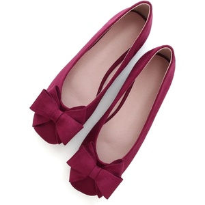 image:imageHee grand Womens Suede Ballet Flats Bow Knot Square Toe SlipOn Flat Shoes Comfortable Casual Work Office Dress ShoesWine Red