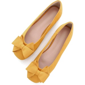 image:imageHee grand Womens Suede Ballet Flats Bow Knot Square Toe SlipOn Flat Shoes Comfortable Casual Work Office Dress ShoesYellow