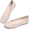 image:imageHee grand Womens Square Toe Synthetic Leather Ballet Flats Comfortable SlipOn Flat Shoes Dressy Ballerina Shoes for Work476beige
