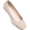 image:imageHee grand Womens Square Toe Synthetic Leather Ballet Flats Comfortable SlipOn Flat Shoes Dressy Ballerina Shoes for Work476beige