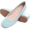 image:imageHee grand Womens Square Toe Synthetic Leather Ballet Flats Comfortable SlipOn Flat Shoes Dressy Ballerina Shoes for Work476cyan