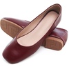image:imageHee grand Womens Square Toe Synthetic Leather Ballet Flats Comfortable SlipOn Flat Shoes Dressy Ballerina Shoes for Work654burgundy