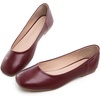 image:imageHee grand Womens Square Toe Synthetic Leather Ballet Flats Comfortable SlipOn Flat Shoes Dressy Ballerina Shoes for Work654burgundy