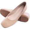 image:imageHee grand Womens Square Toe Synthetic Leather Ballet Flats Comfortable SlipOn Flat Shoes Dressy Ballerina Shoes for Work654khaki