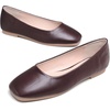 image:imageHee grand Womens Square Toe Synthetic Leather Ballet Flats Comfortable SlipOn Flat Shoes Dressy Ballerina Shoes for Work654latte Brown