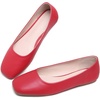 image:imageHee grand Womens Square Toe Synthetic Leather Ballet Flats Comfortable SlipOn Flat Shoes Dressy Ballerina Shoes for Work654red