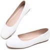 image:imageHee grand Womens Square Toe Synthetic Leather Ballet Flats Comfortable SlipOn Flat Shoes Dressy Ballerina Shoes for Work654white