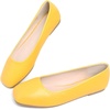 image:imageHee grand Womens Square Toe Synthetic Leather Ballet Flats Comfortable SlipOn Flat Shoes Dressy Ballerina Shoes for Work654yellow