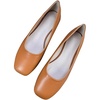 image:imageHee grand Womens Square Toe Synthetic Leather Ballet Flats Comfortable SlipOn Flat Shoes Dressy Ballerina Shoes for Work654yellow Brown