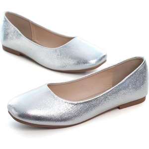 image:imageHee grand Womens Square Toe Synthetic Leather Ballet Flats Comfortable SlipOn Flat Shoes Dressy Ballerina Shoes for Work419silver