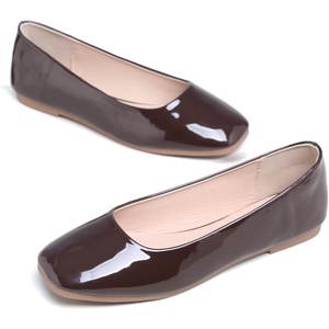 image:imageHee grand Womens Square Toe Synthetic Leather Ballet Flats Comfortable SlipOn Flat Shoes Dressy Ballerina Shoes for Work476brown