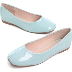 image:imageHee grand Womens Square Toe Synthetic Leather Ballet Flats Comfortable SlipOn Flat Shoes Dressy Ballerina Shoes for Work476cyan