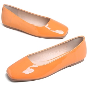 image:imageHee grand Womens Square Toe Synthetic Leather Ballet Flats Comfortable SlipOn Flat Shoes Dressy Ballerina Shoes for Work476orange