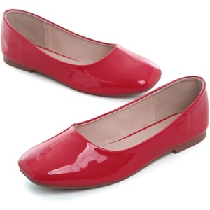 image:imageHee grand Womens Square Toe Synthetic Leather Ballet Flats Comfortable SlipOn Flat Shoes Dressy Ballerina Shoes for Work476red