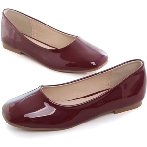 image:imageHee grand Womens Square Toe Synthetic Leather Ballet Flats Comfortable SlipOn Flat Shoes Dressy Ballerina Shoes for Work476wine Red