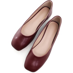 image:imageHee grand Womens Square Toe Synthetic Leather Ballet Flats Comfortable SlipOn Flat Shoes Dressy Ballerina Shoes for Work654burgundy
