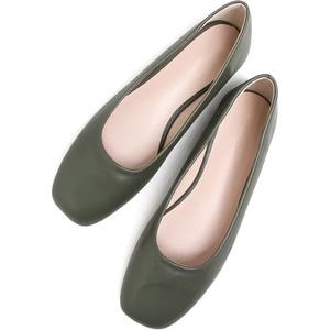 image:imageHee grand Womens Square Toe Synthetic Leather Ballet Flats Comfortable SlipOn Flat Shoes Dressy Ballerina Shoes for Work654dark Green