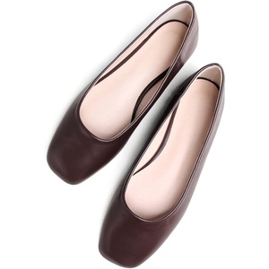 image:imageHee grand Womens Square Toe Synthetic Leather Ballet Flats Comfortable SlipOn Flat Shoes Dressy Ballerina Shoes for Work654latte Brown