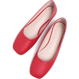 image:imageHee grand Womens Square Toe Synthetic Leather Ballet Flats Comfortable SlipOn Flat Shoes Dressy Ballerina Shoes for Work654red