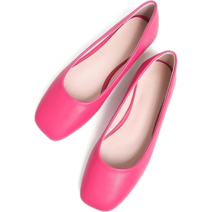 image:imageHee grand Womens Square Toe Synthetic Leather Ballet Flats Comfortable SlipOn Flat Shoes Dressy Ballerina Shoes for Work654rose Red