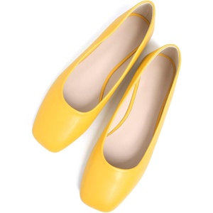 image:imageHee grand Womens Square Toe Synthetic Leather Ballet Flats Comfortable SlipOn Flat Shoes Dressy Ballerina Shoes for Work654yellow