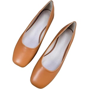 image:imageHee grand Womens Square Toe Synthetic Leather Ballet Flats Comfortable SlipOn Flat Shoes Dressy Ballerina Shoes for Work654yellow Brown