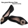 image:imageHee grand Pointed Toe Crystals Shoes for Women Rhinestones Wedding Dress Shoes Bridesmaid Shoes Suede Lightweight Ballet FlatsBlack 55
